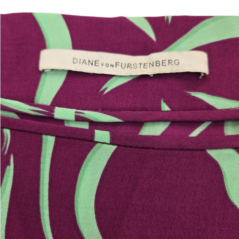 Diane von Furstenberg | Purple & Teal New Hanky Shirt | Size M/L - Picture 3 of 5
